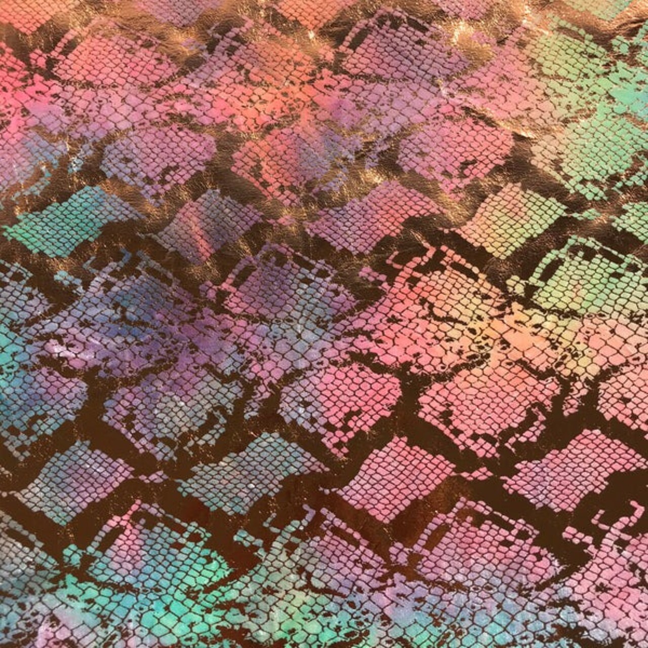 90% Polyester & 10% Spandex Jungle Cobra Foil Printed Stretch Velvet Fabric 55" Width